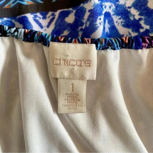 Chico’s Peasant Maxi Dress Blue Mixed Print Women Size 1 (M) - Picture 8 of 10